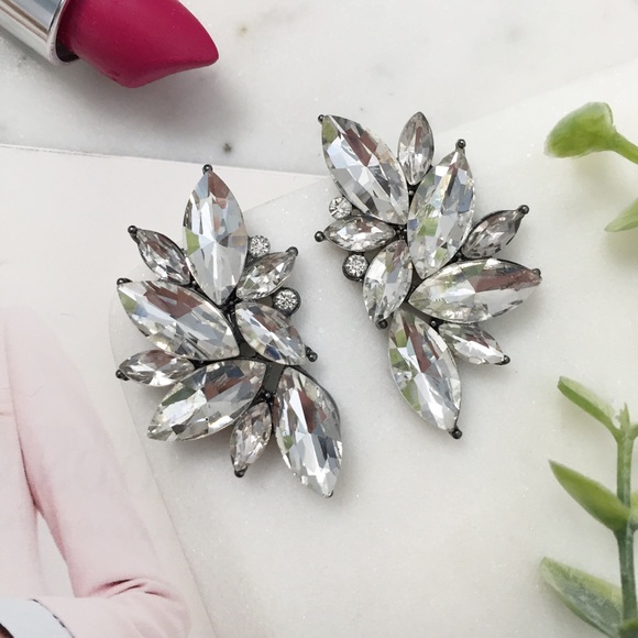 "Claire" Earrings || Clear Crystal Statement 2 - Picture 6 of 10