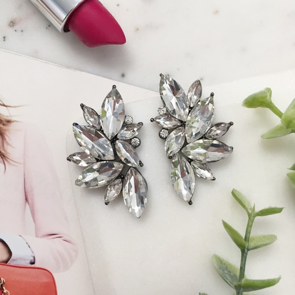 "Claire" Earrings || Clear Crystal Statement 2 - Picture 5 of 10