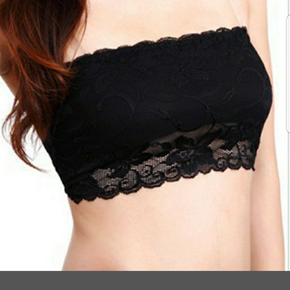 Lace tube top strapless padded bra NWT