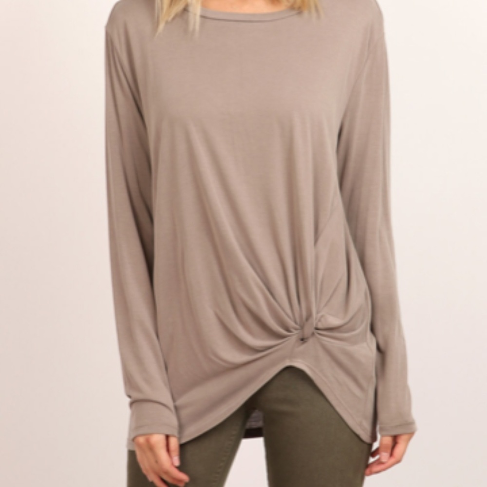 Mocha Top w/ Front Twist Knot Detail - Picture 3 of 5
