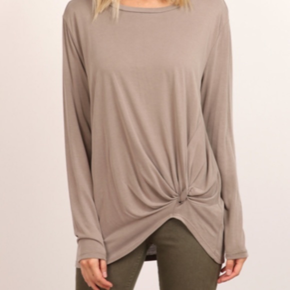 Mocha Top w/ Front Twist Knot Detail - Picture 3 of 5