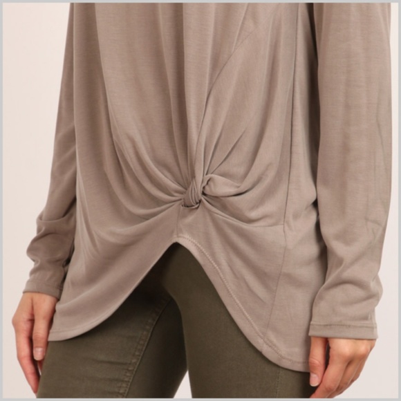Mocha Top w/ Front Twist Knot Detail - Picture 4 of 5