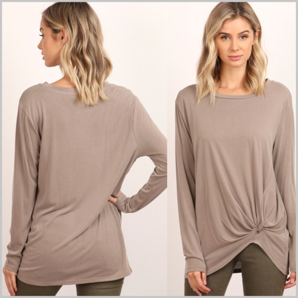 Mocha Top w/ Front Twist Knot Detail - Picture 2 of 5