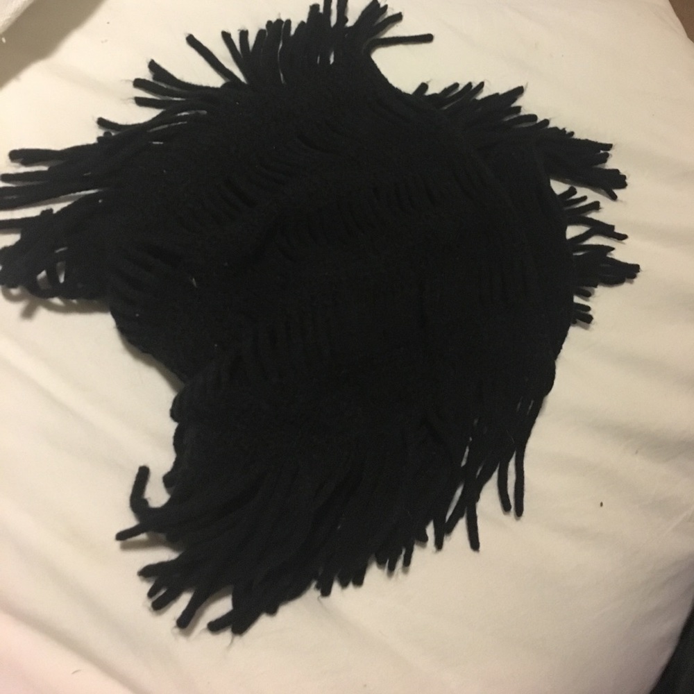 Infinity knit fringe scarf