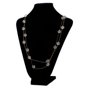Gold-Tone Necklace With Clear Colored, Facetes