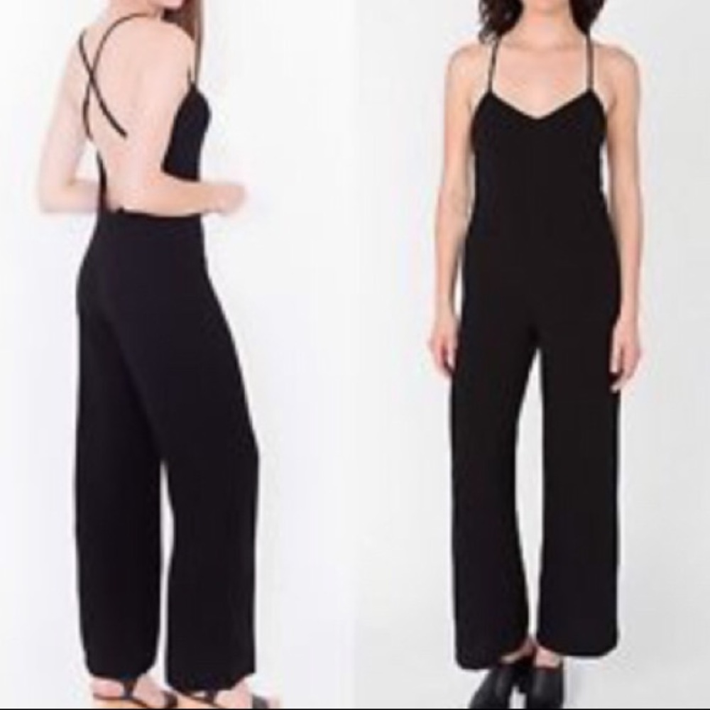 American Apparel Black Cross Back Jumpsuit