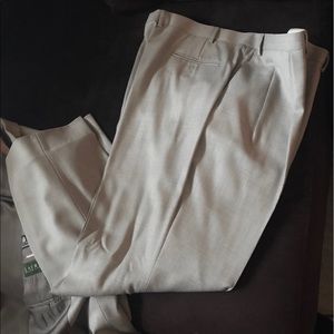 100% wool gray and white tweed pants.