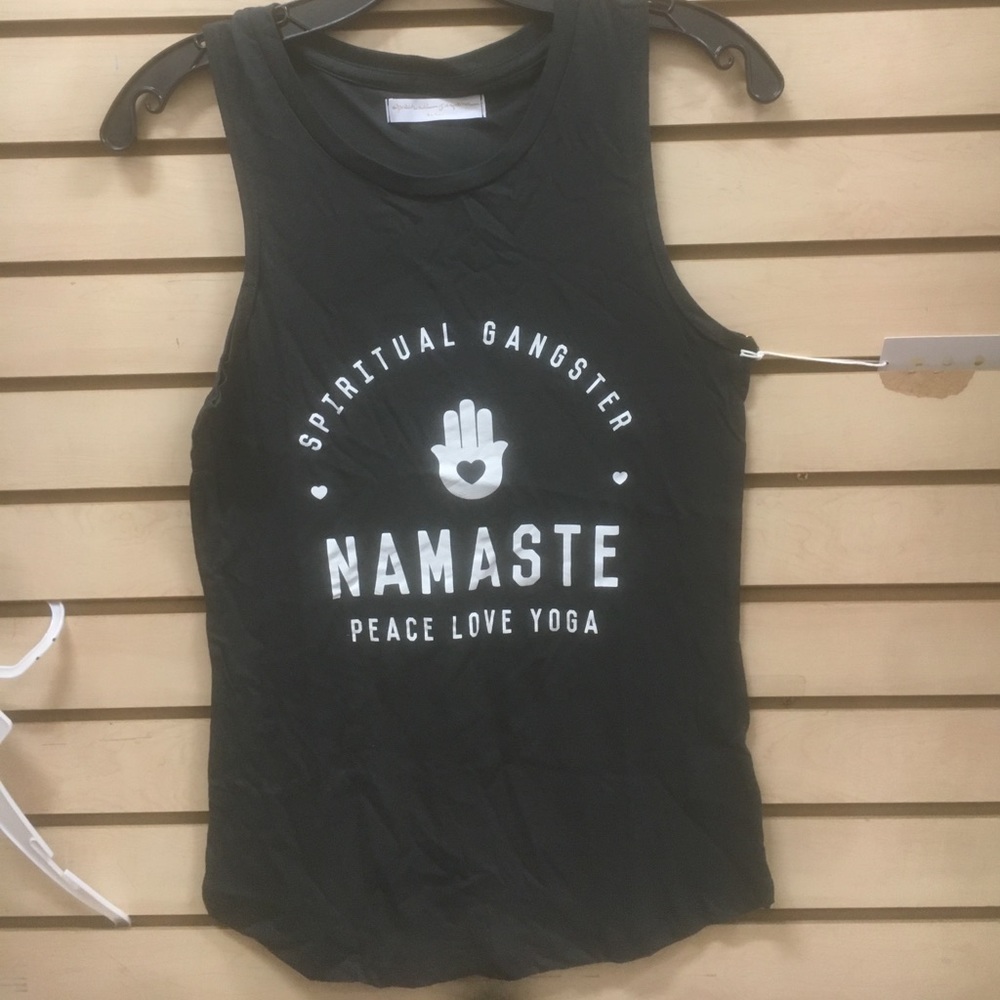 Spiritual Gangster Namaste  black tank new top t