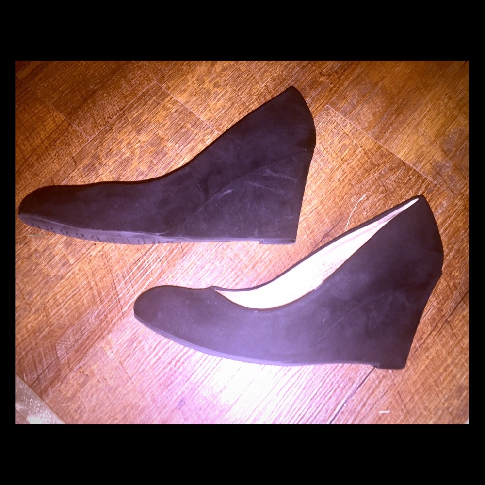 Black faux suede wedges from Target!