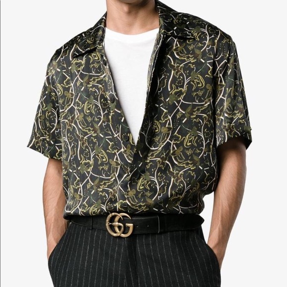 leather belt with double g buckle with snake