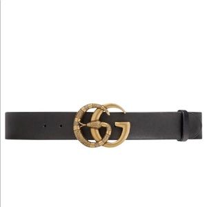 Authentic Gucci Leather Belt Double G Snake 85