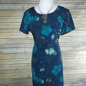 *Coldwater Creek* Dark blue floral dress*