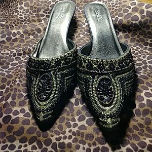 Beaded kitten heels