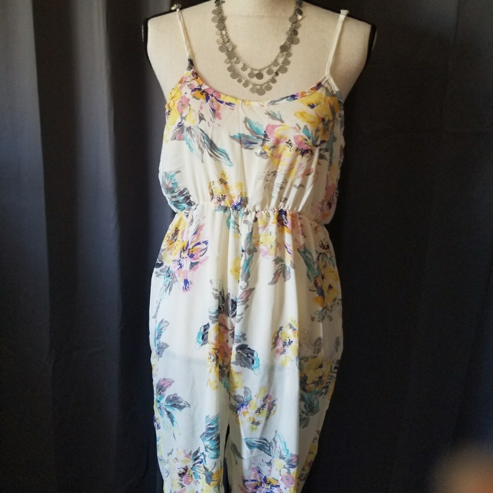 MULTI COLOR PRINT SEMI SHEER JUMPSUIT