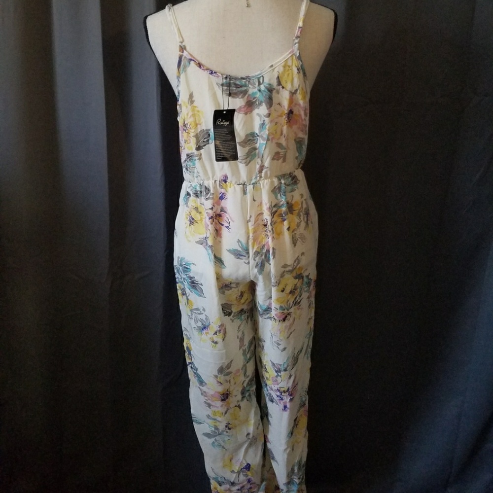 MULTI COLOR PRINT SEMI SHEER JUMPSUIT - Picture 4 of 4