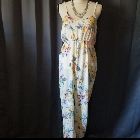 MULTI COLOR PRINT SEMI SHEER JUMPSUIT - Picture 2 of 4
