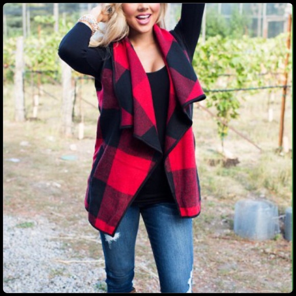 Red & Black Buffalo Check Vest - Picture 3 of 4