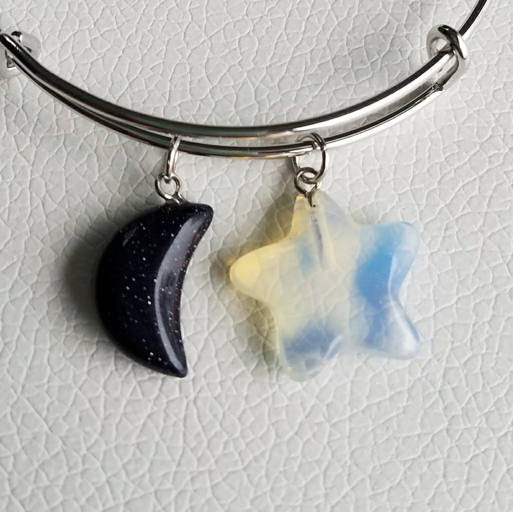 New moon and star bracelet, galaxy bracelet