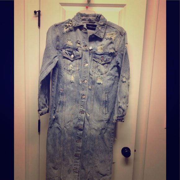 long denim jacket fashion nova