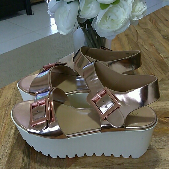 rose gold platform wedges