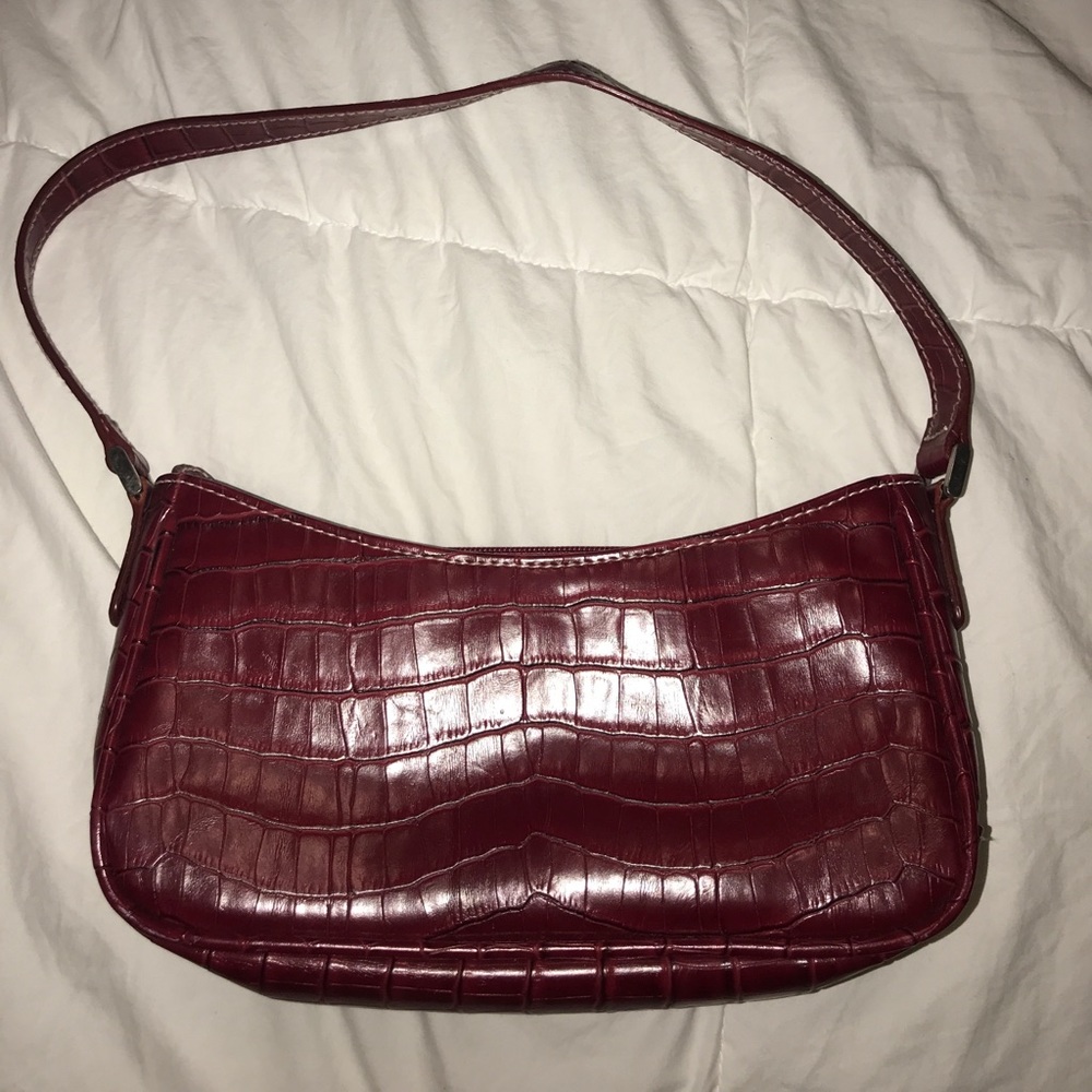 Faux Burgundy small purse with 3 compartments