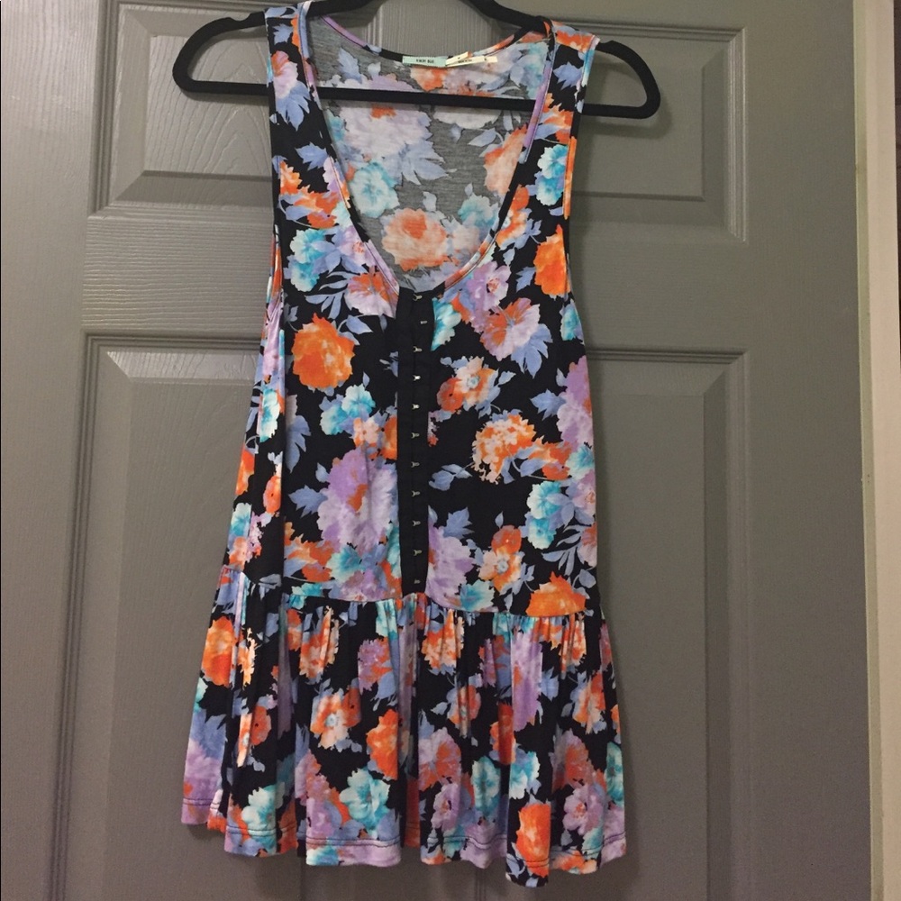 Peplum floral tank top