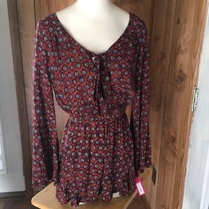 Rust/Navy Blue Long Sleeve Romper NWT