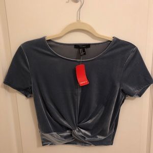 Velvet front twist crop top