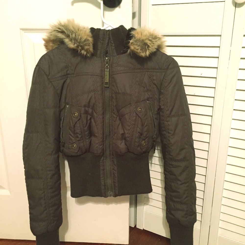 Juniors Brown Fur Jacket