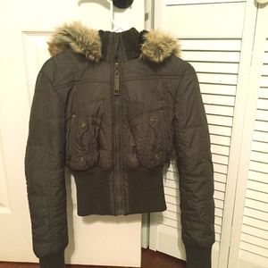 Juniors Brown Fur Jacket