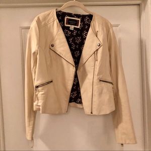 Cream faux leather jacket