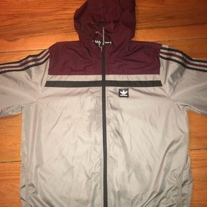 Adidas XL Maroon & Grey Windbreaker Jacket