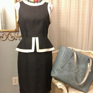 Shelby and Palmer Black and White Peplum Dress