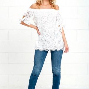 ETHEREAL VIEW IVORY LACE OFF-THE-SHOULDER TOP