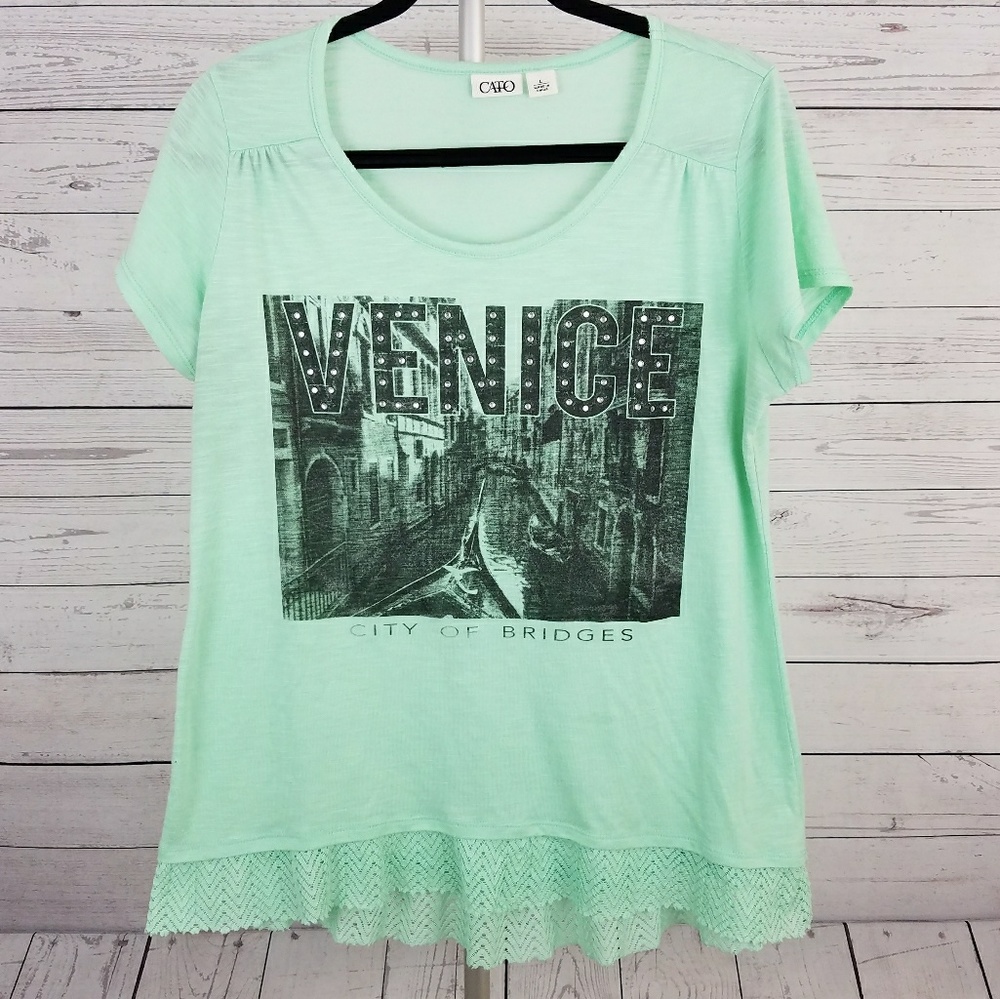 Cato Venice Top With Lace Bottom Size Large