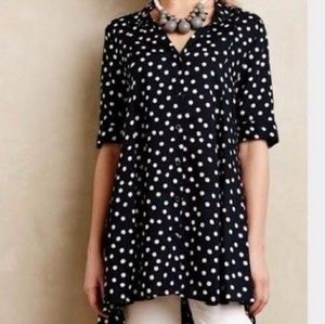 *Anthropologie* Black and white polka dot top*