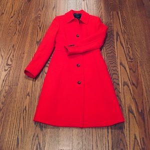 JCrew red Italian double-cloth wool lady day coat
