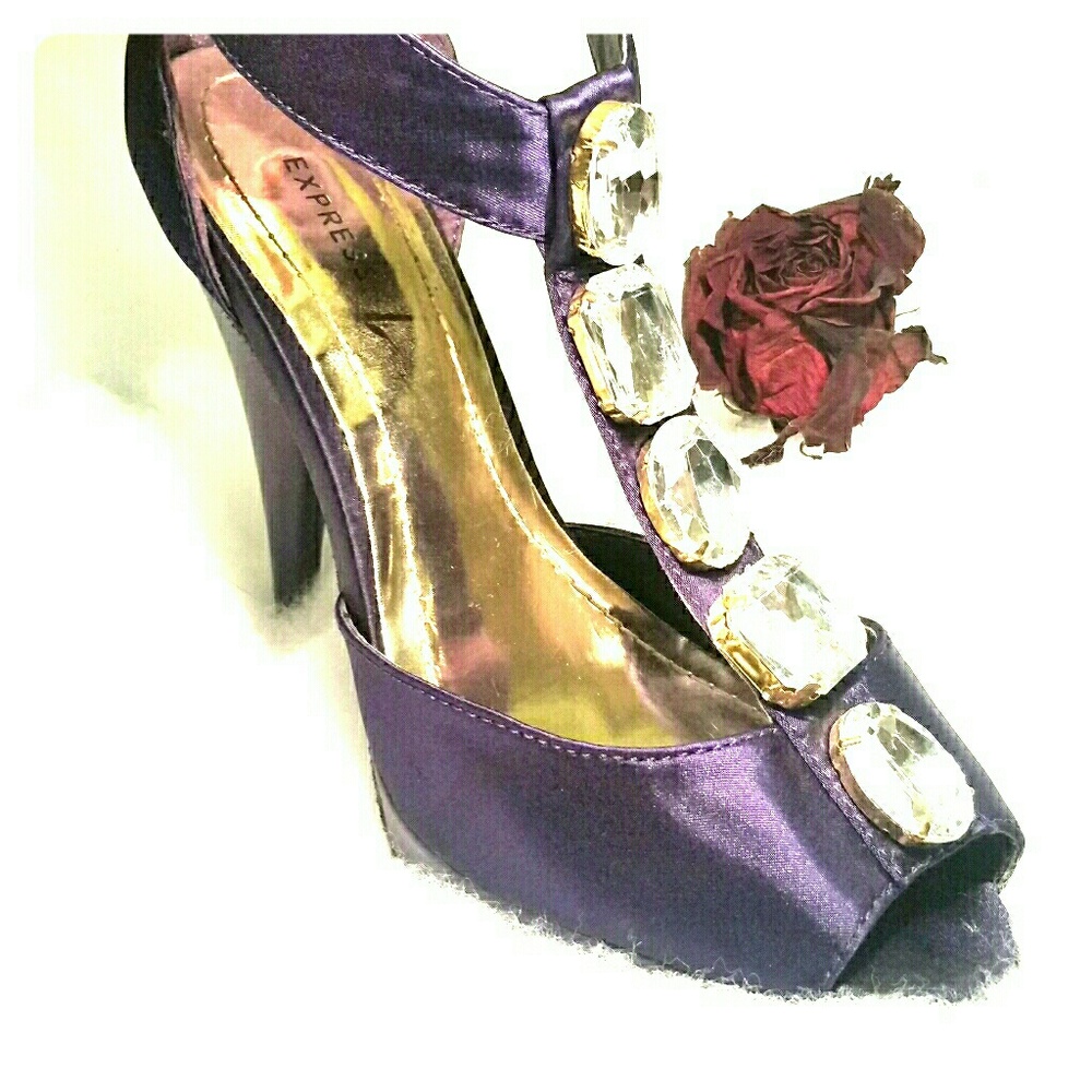 Express Rhinestone Statement Heels - Picture 6 of 8