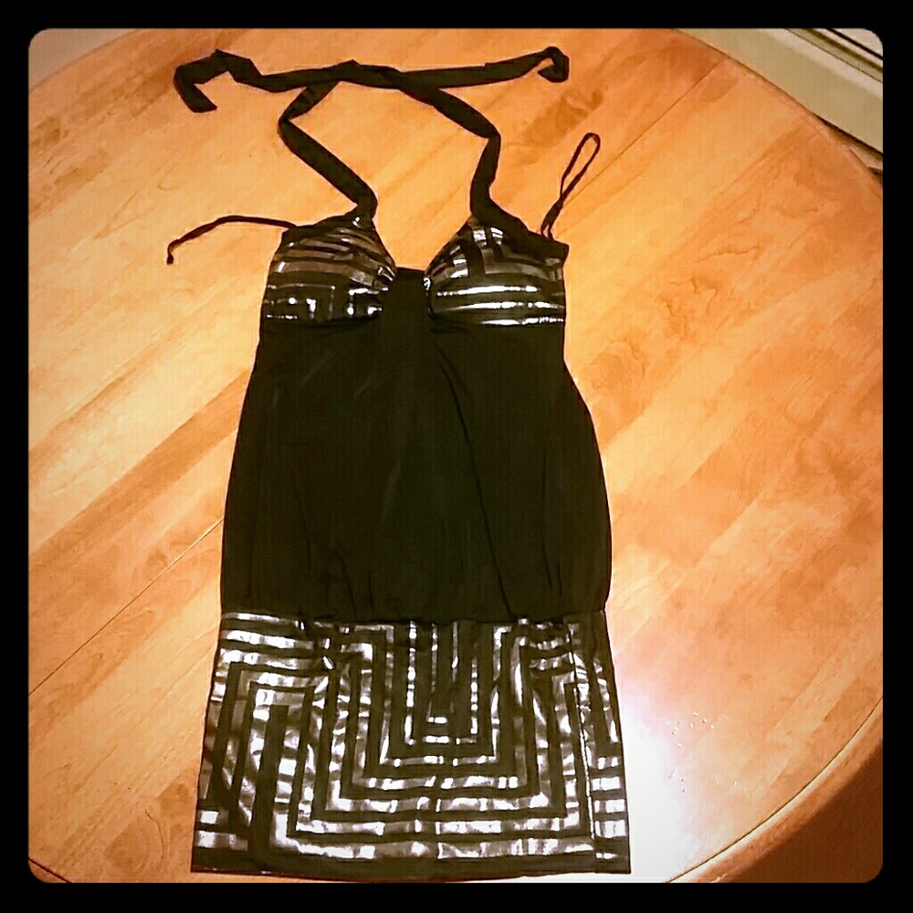 JuJu Black And Silver Mini Dress.