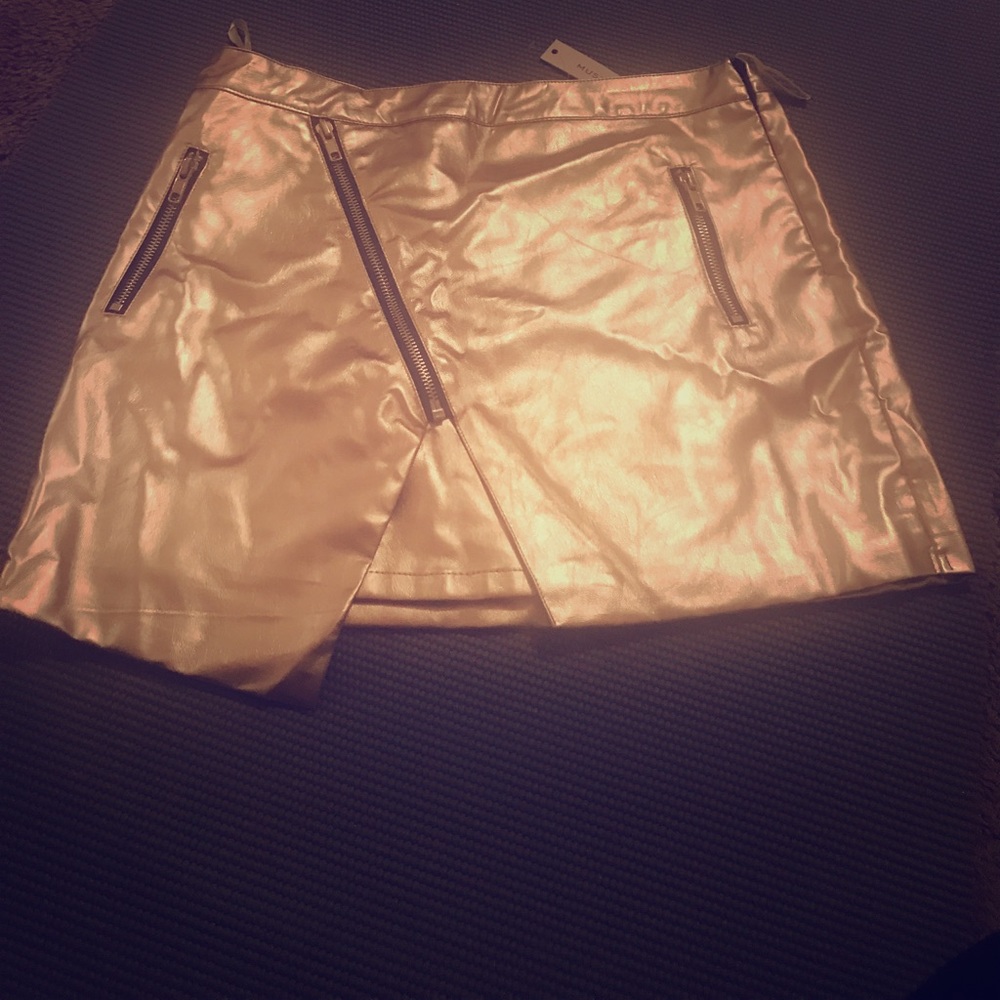 Gold Faux Leather Skirt