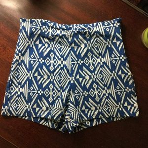 Tribal print high waisted shorts