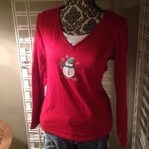 Holiday Basics Snowman long sleeved tee