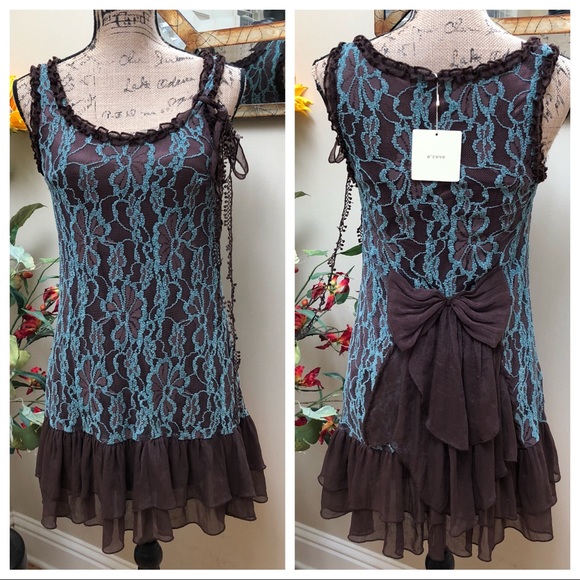 a’reve Dresses & Skirts - HP! a’reve boutique lace overlay dress-bow accent