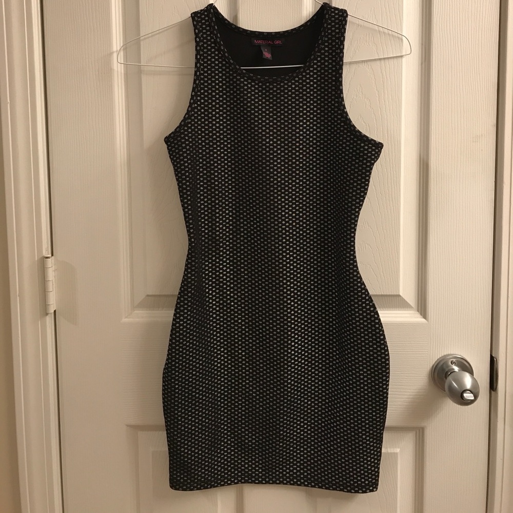 Black and Silver Material Girl Bodycon Dress