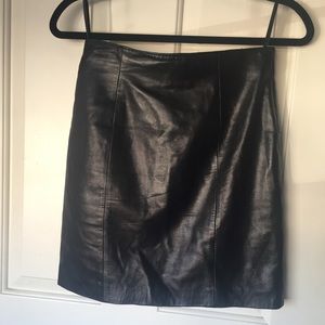 Tannery West 100% black leather skirt