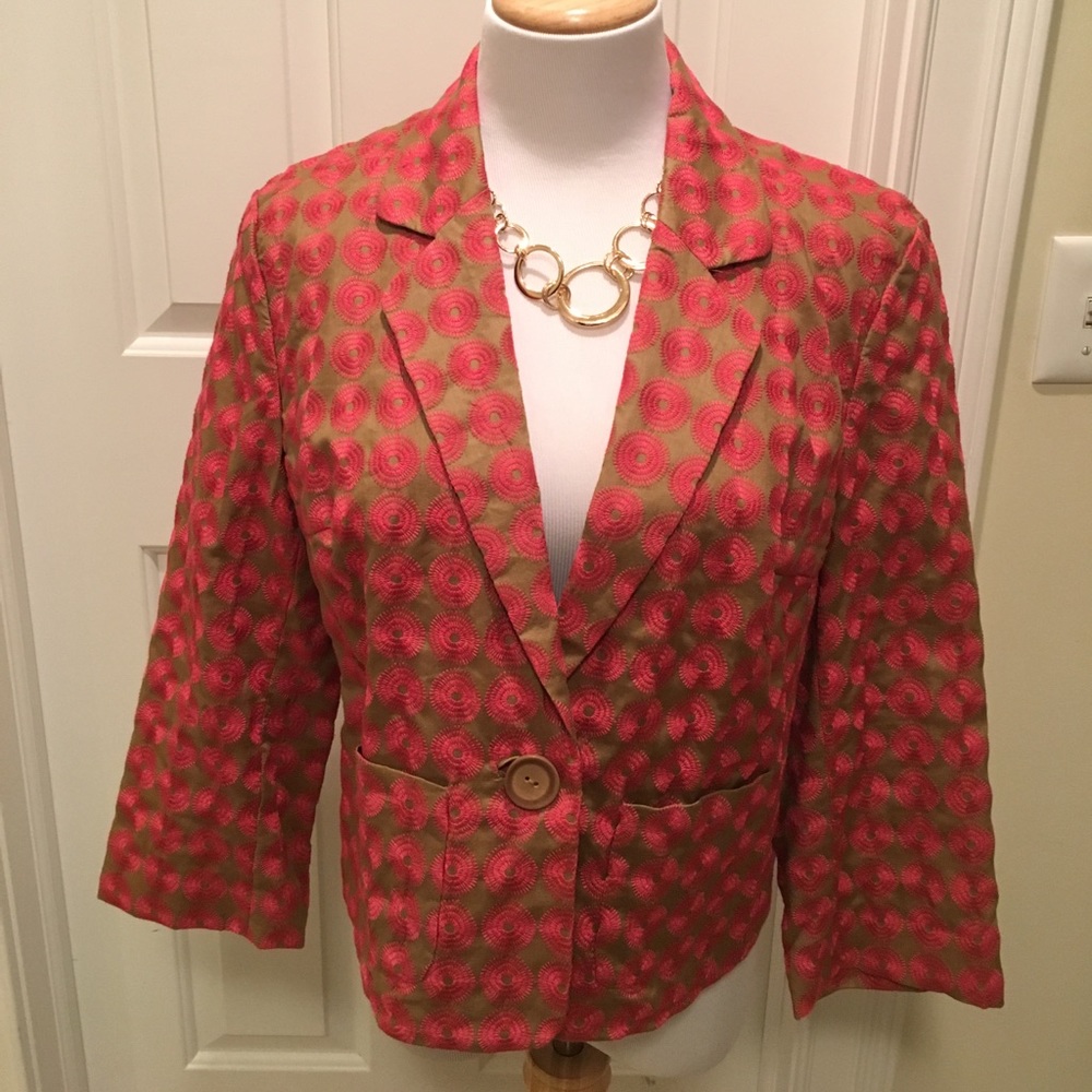 Pretty Tan & Pink Raimi Unlined Blazer