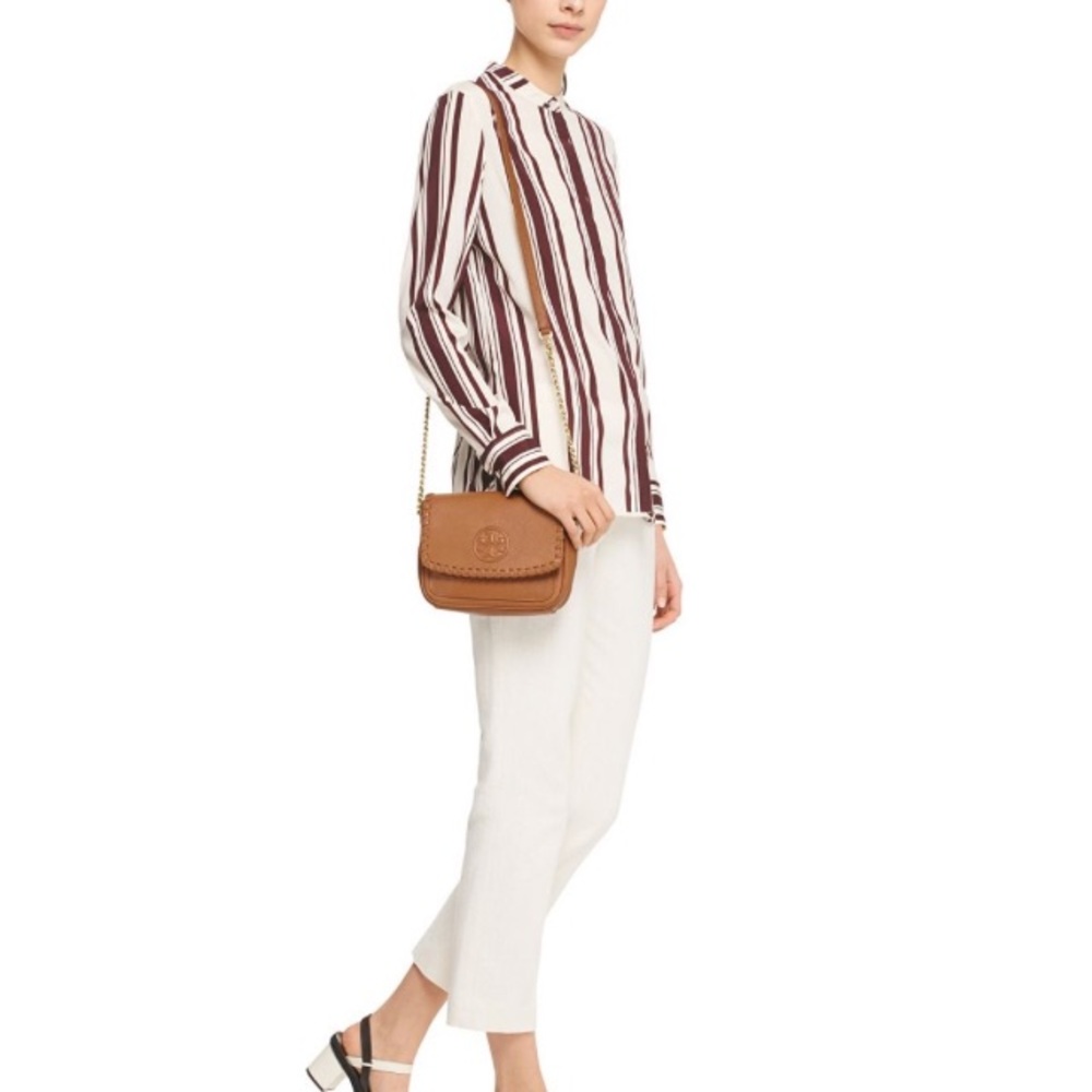 Tory Burch Marion mini flap crossbody bag. Bark - Picture 4 of 8
