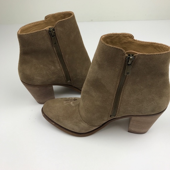 [Lucky Brand] Suede Embroidered Ankle Boots Boho - Picture 5 of 8
