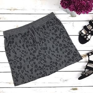 LOFT Gray Black Animal Print Mini Skirt