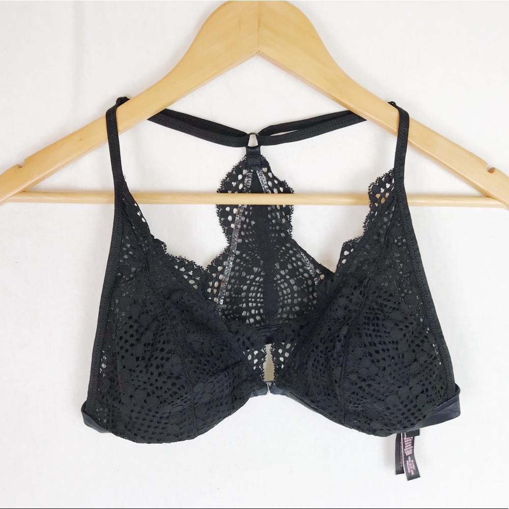 VICTORIA SECRET Black Lace Bralette L Light Lining